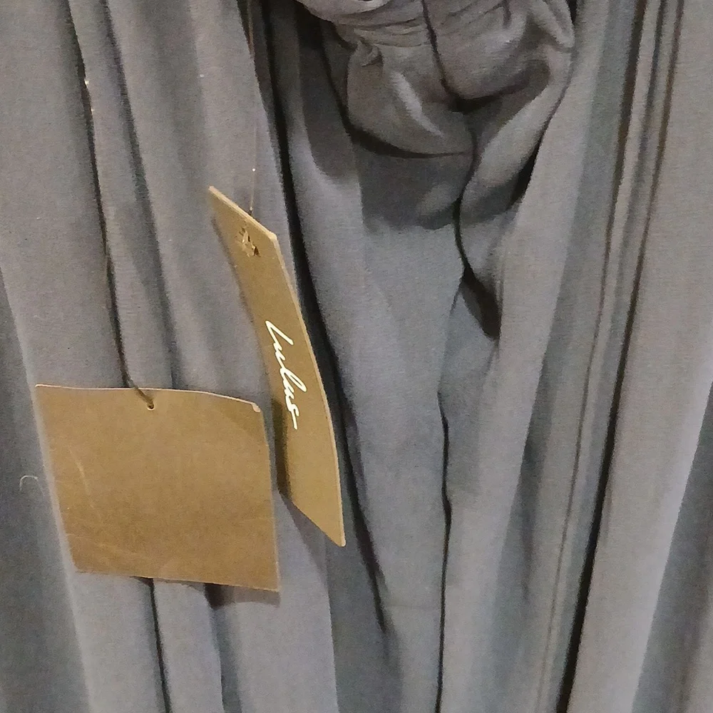 New Lulus Soiree Celebration Navy Blue Ruffled Lace Up Back Maxi Dress Size XL - Picture 6 of 10